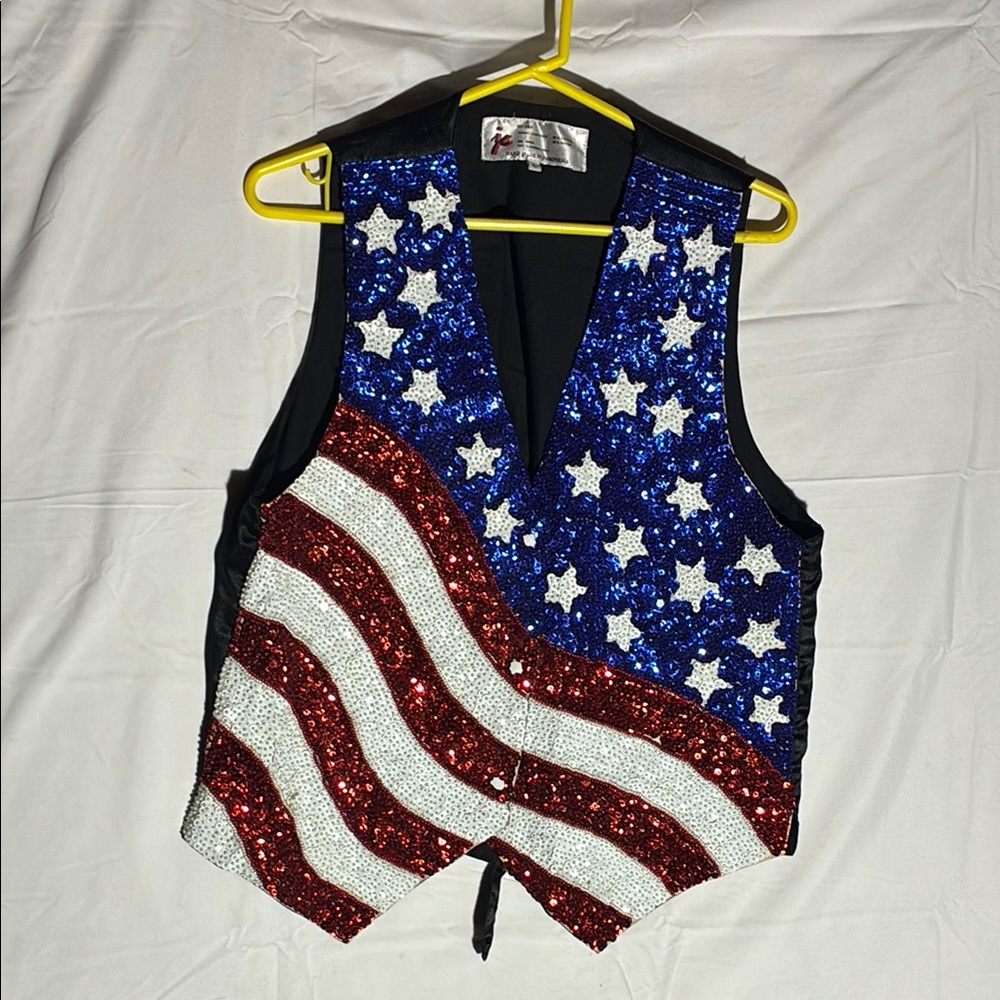 Sequin American Flag Vest 🇺🇸– Hand Made Unisex Stagewear Mint Condition 🎇